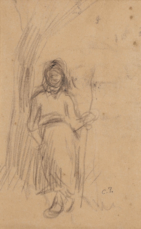 Paysanne et arbre by Camille Pissarro