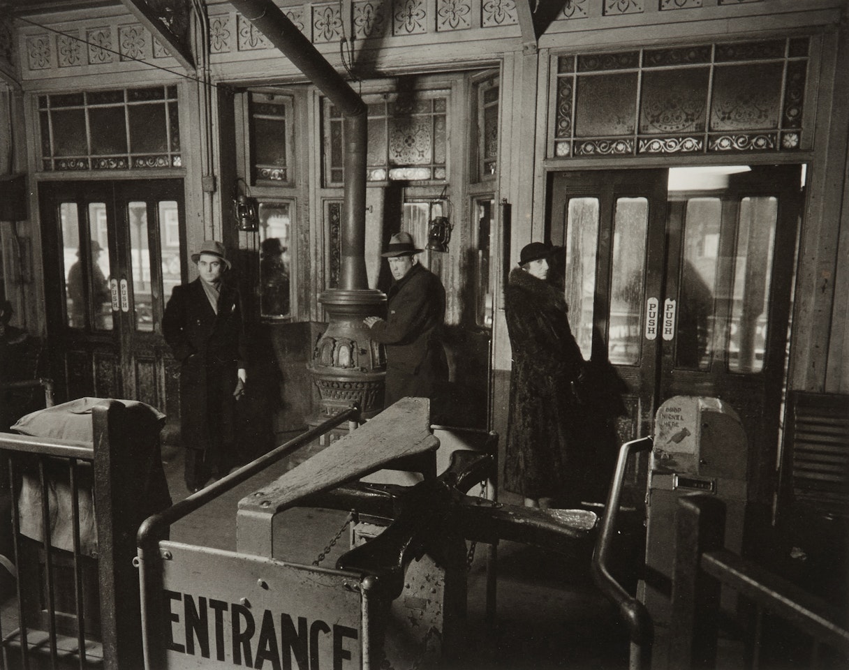 El Station 6th and 9th Avenue Lines: Downtown Side: 72nd Street and Columbus Avenue, Manhattan by Berenice Abbott