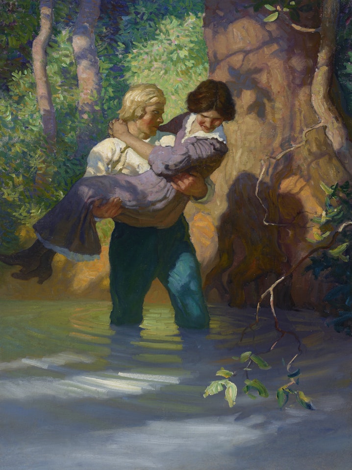"Don"t let me fall," she begged…" by Newell Convers Wyeth