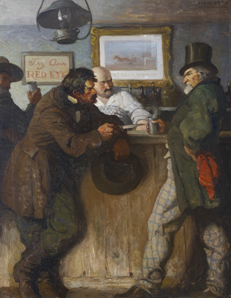 "I ax yer parding, Mister Phinn-/Jest drap that whisky-skin" by Newell Convers Wyeth