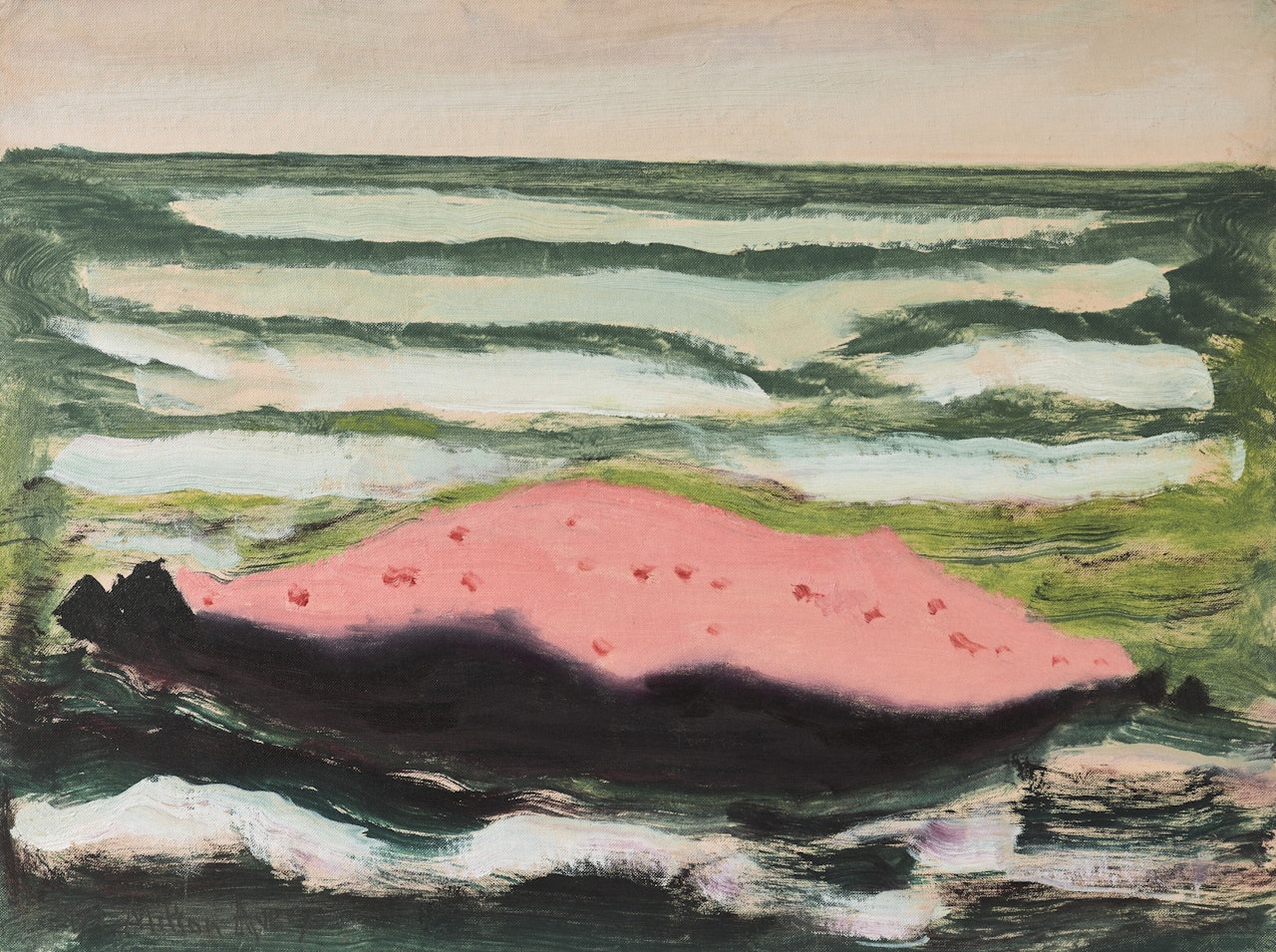 Pink Island, White Waves by Milton Avery