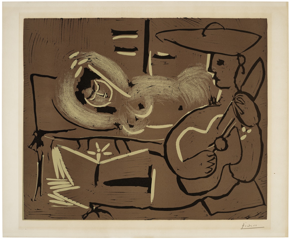 Femme couchée et guitariste by Pablo Picasso