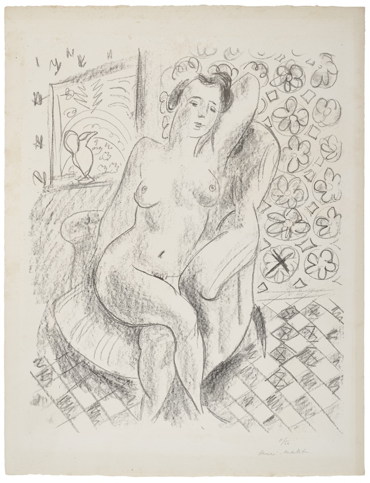 Nu au fauteuil sur fond moucharabieh by Henri Matisse