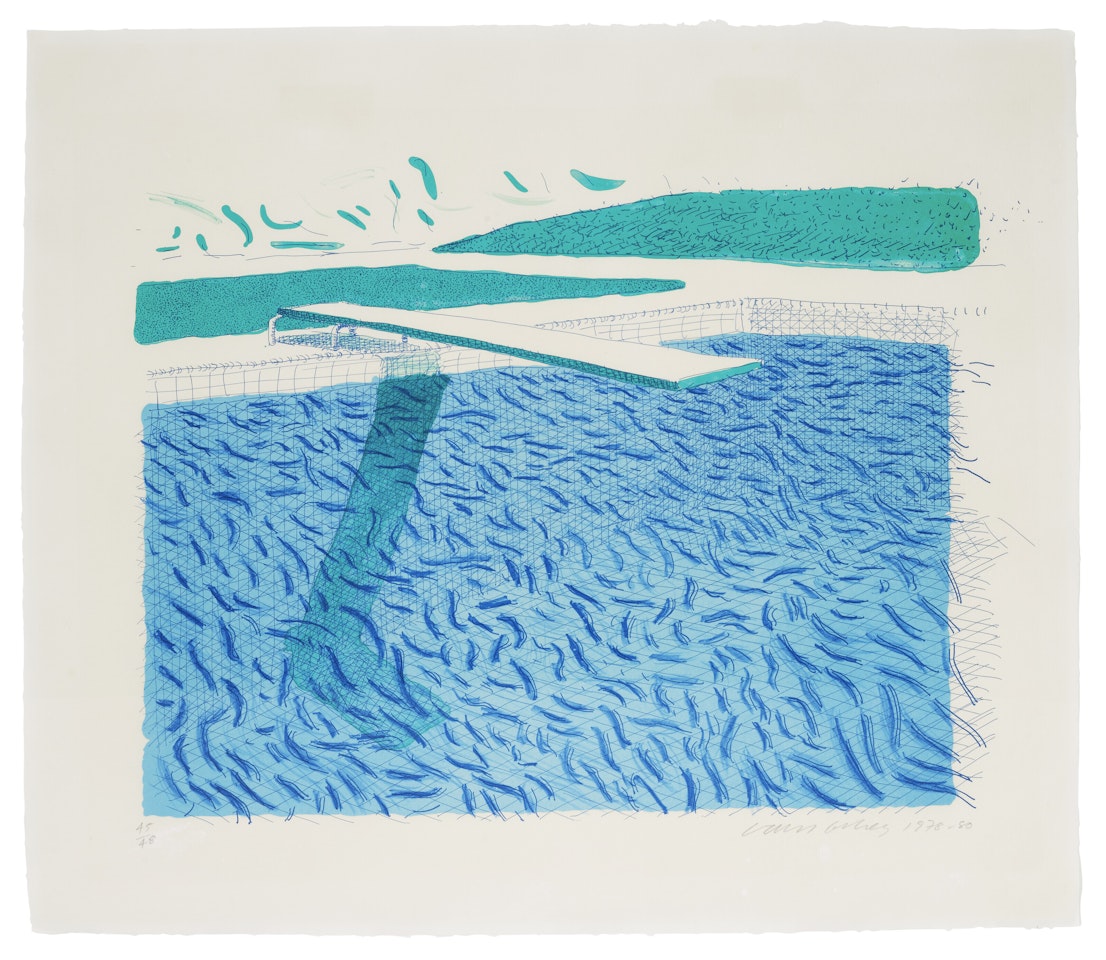 Lithographic Water Made of Lines, Crayon, and a Blue Wash by David Hockney