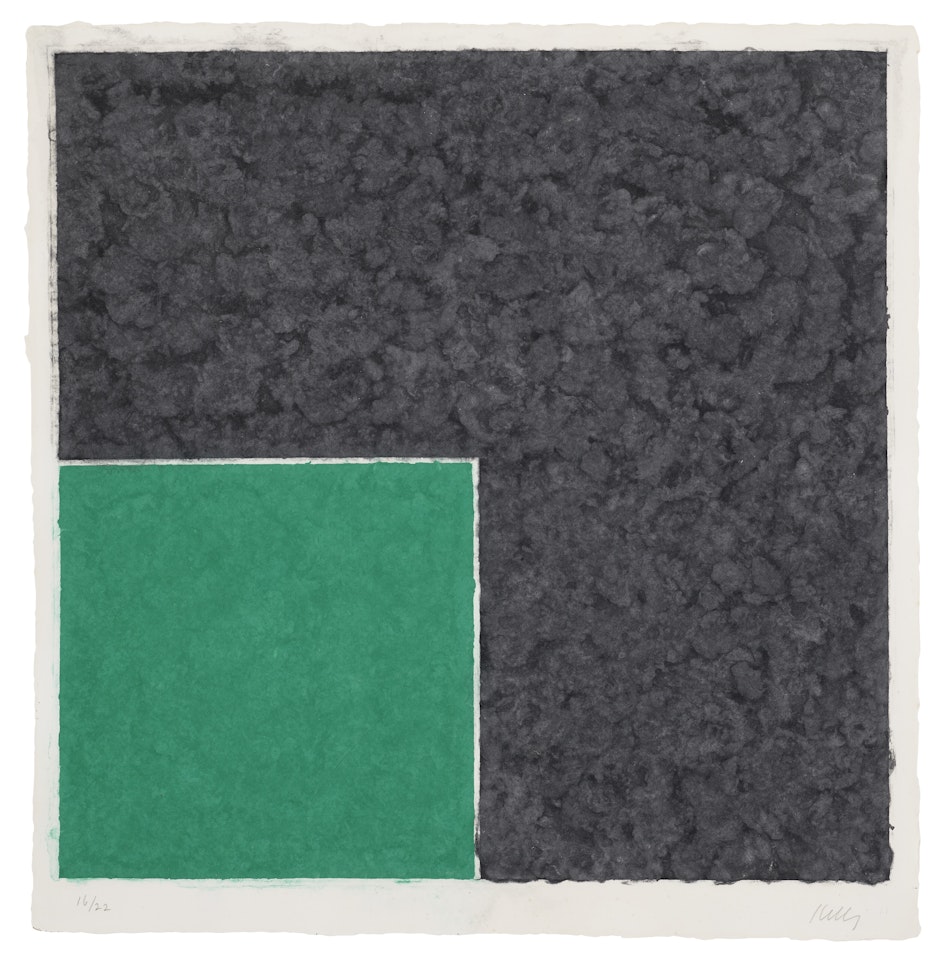 Colored Paper Image XVIII (Green Square with Dark Gray) by Ellsworth Kelly