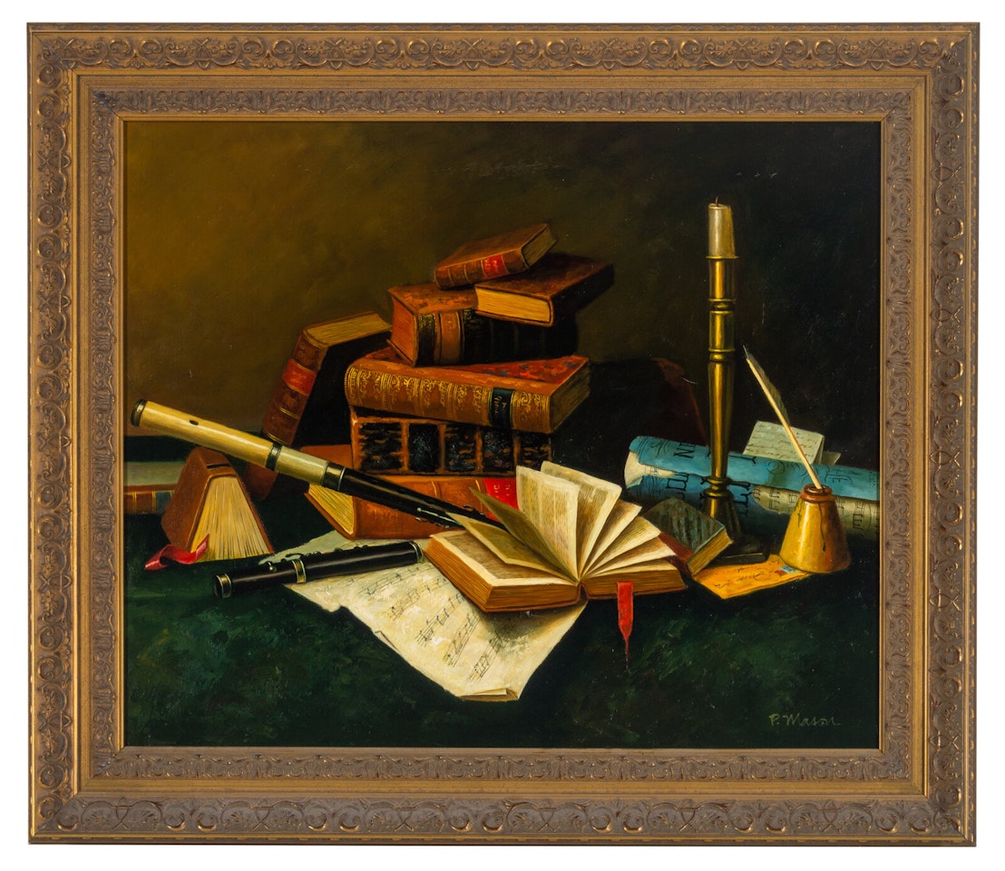 Still Life with Books, Telescope and Sheet Music by Continental School