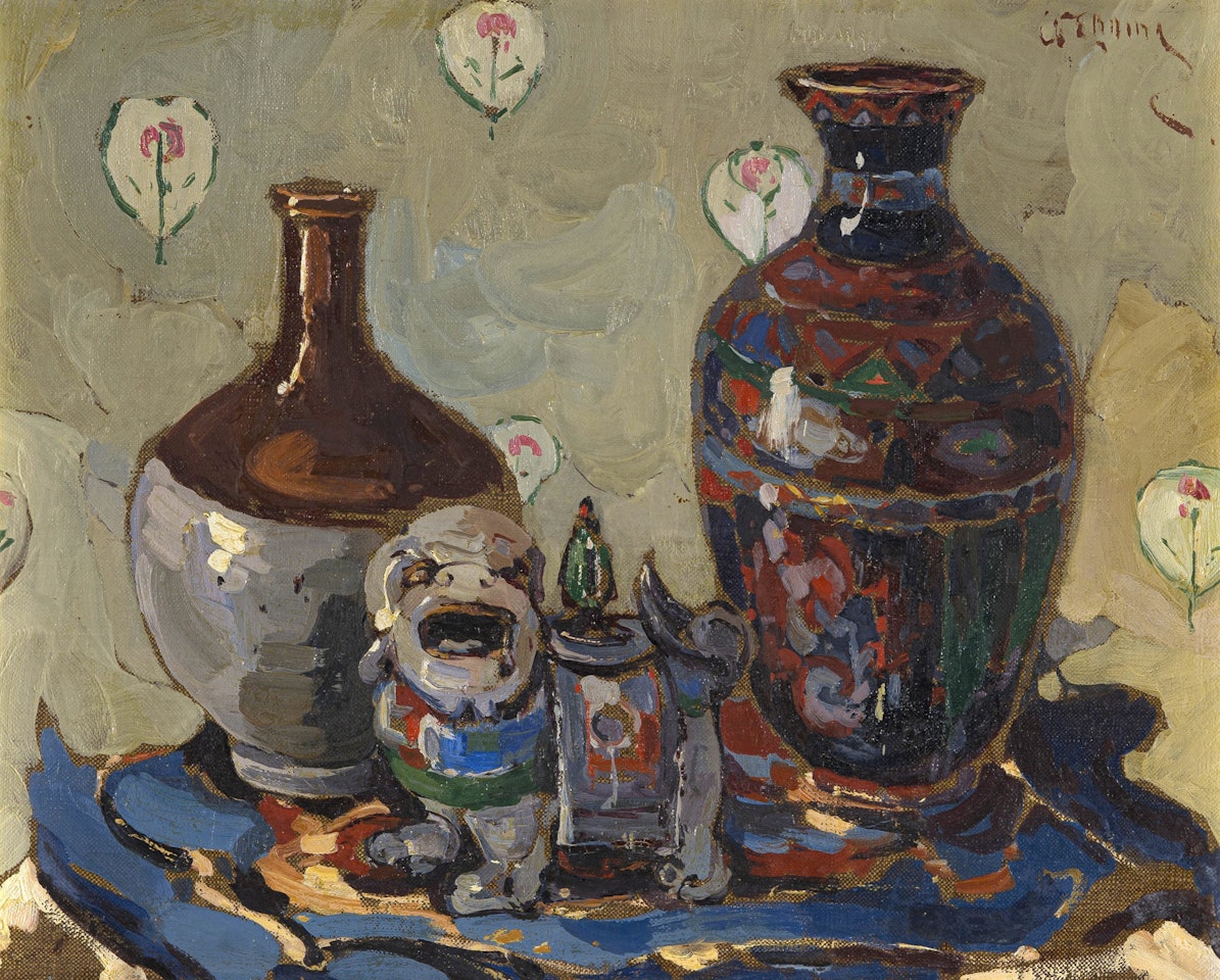 Still Life with Oriental Vases and Chinese Dog of Fo by Pieter Wenning