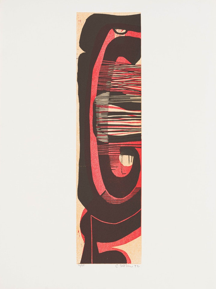 Abstract in Red and Brown by Cecil Skotnes