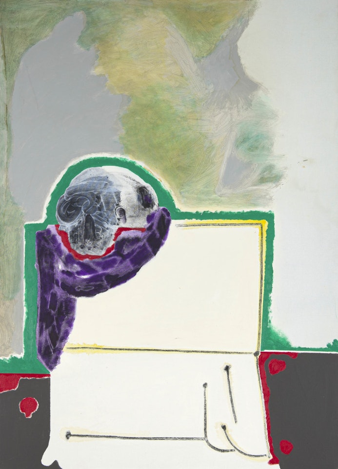 A John Webster Painting: A Grinning Skull Wrapped in a Shroud by Robert Hodgins