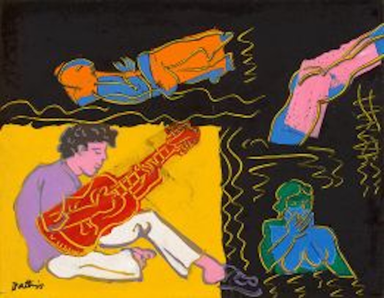 Musician and Bathers by Walter Battiss