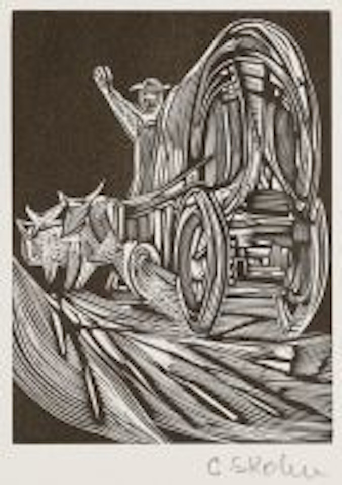 Man with Oxwagon by Cecil Skotnes