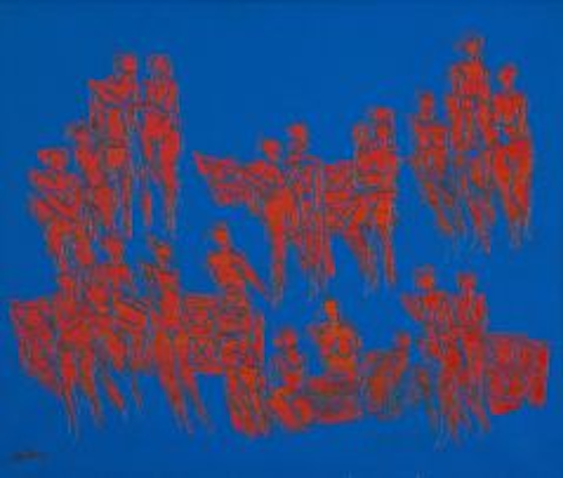 Untitled (Figures in Blue and Red) by Walter Battiss