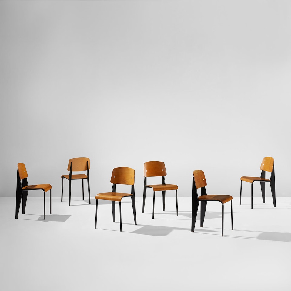 Set of six "Semi-metal" chairs, model no. 305 by Jean Prouvé
