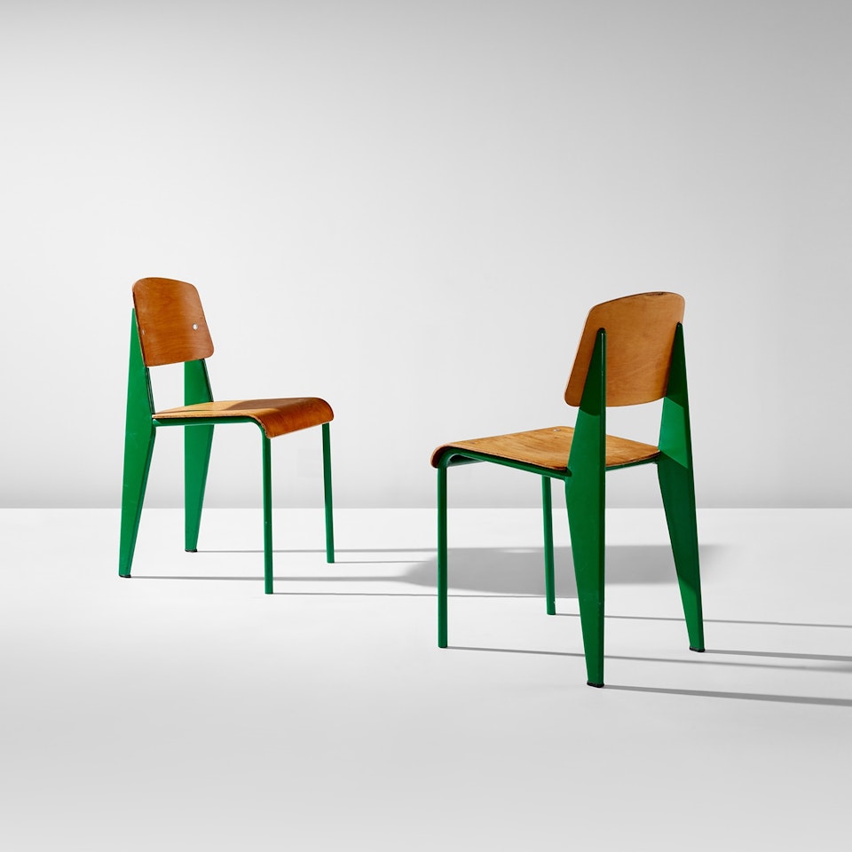 Pair of "Semi-metal" chairs, model no. 305 by Jean Prouvé