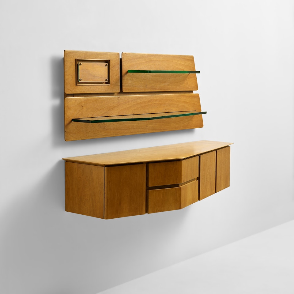 Wall-mounted unit and shelves with integrated picture frame by Gio Ponti