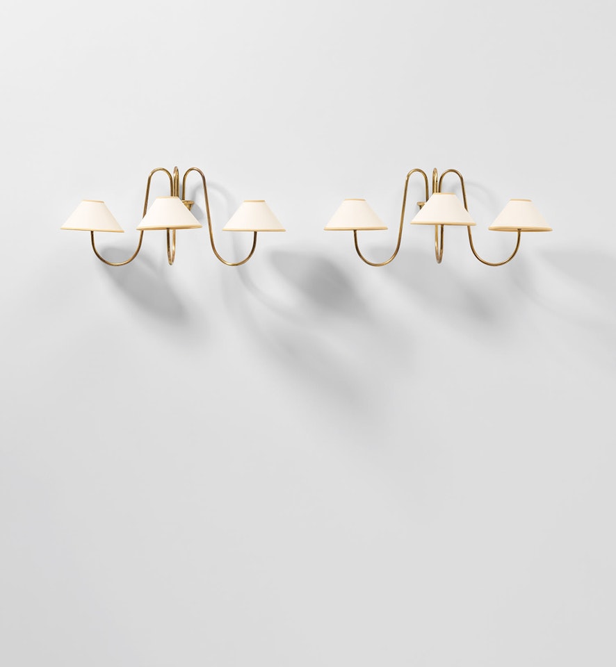 Pair of "Bouquet" three-armed wall lights by Jean Royere