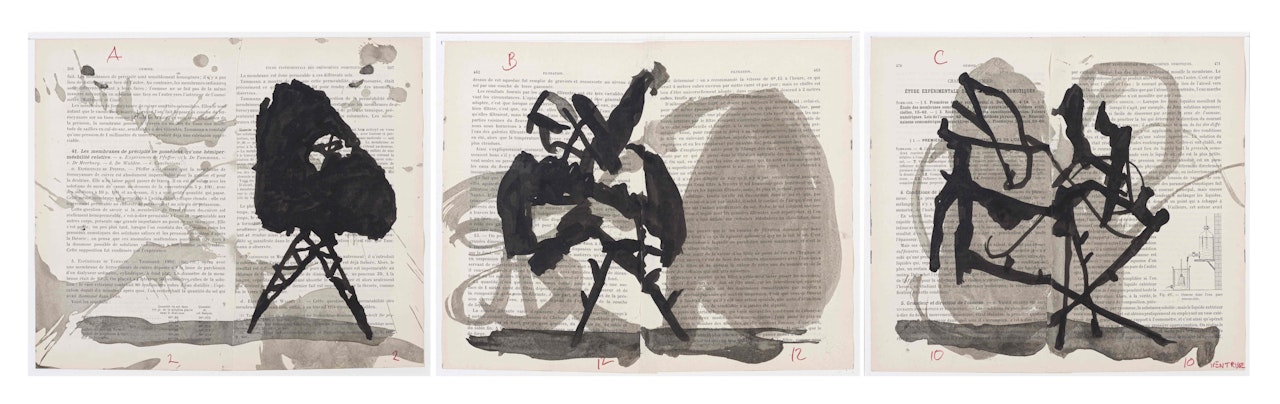 Sketches for Sculpture for Return (Commendatore Naso) , three by William Kentridge