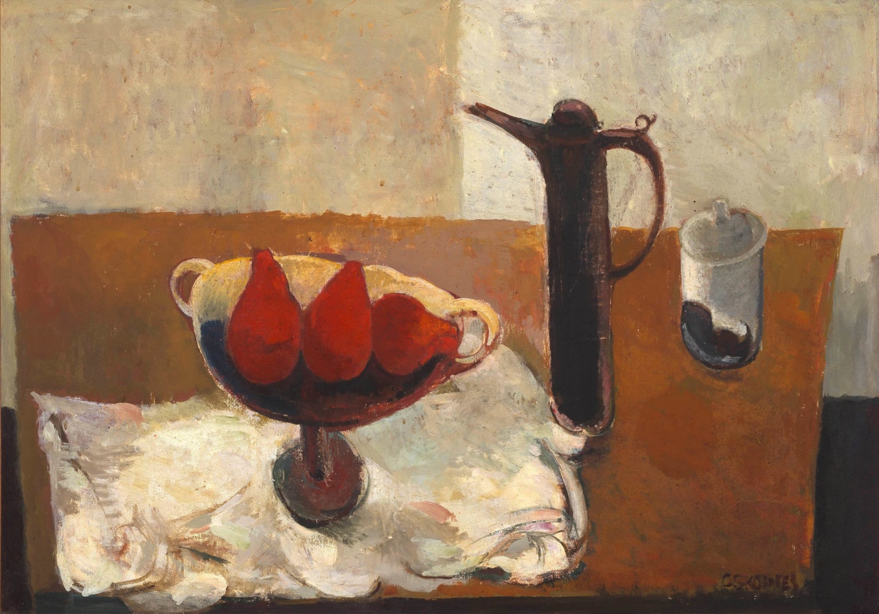 Still Life with Fruit Bowl and Coffee Pot by Cecil Skotnes