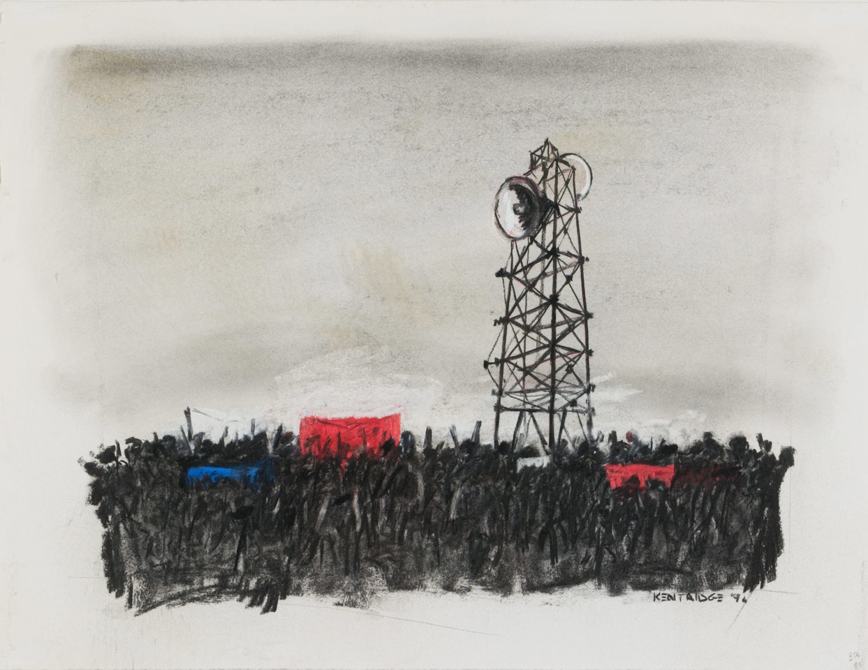 Untitled Drawing for Mango Groove Music Video (Crowd and Megaphone) by William Kentridge