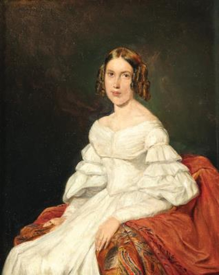 A Young Lady in a White Dress by Ferdinand Georg Waldmüller