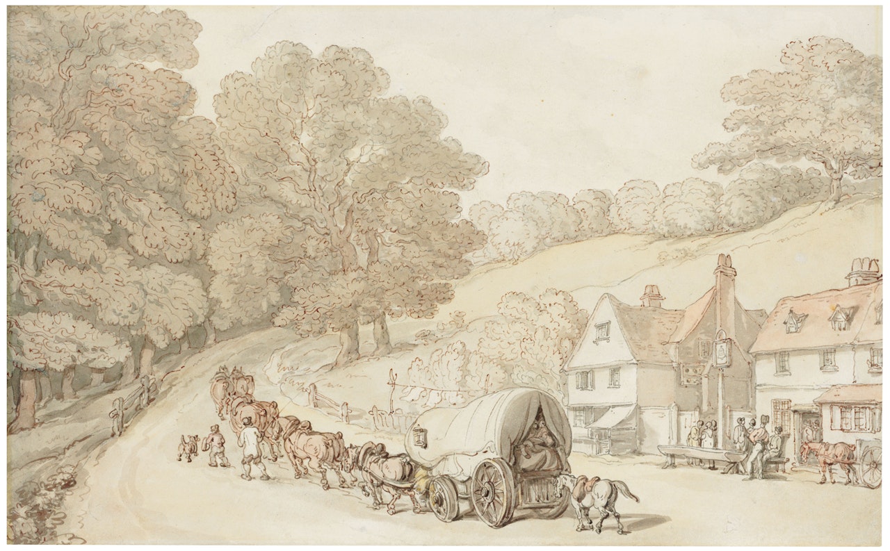 A roadside inn with travellers passing by Thomas Rowlandson