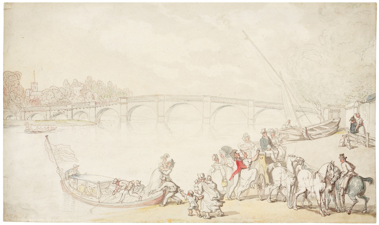 A view of Richmond Bridge from the foreshore by Thomas Rowlandson