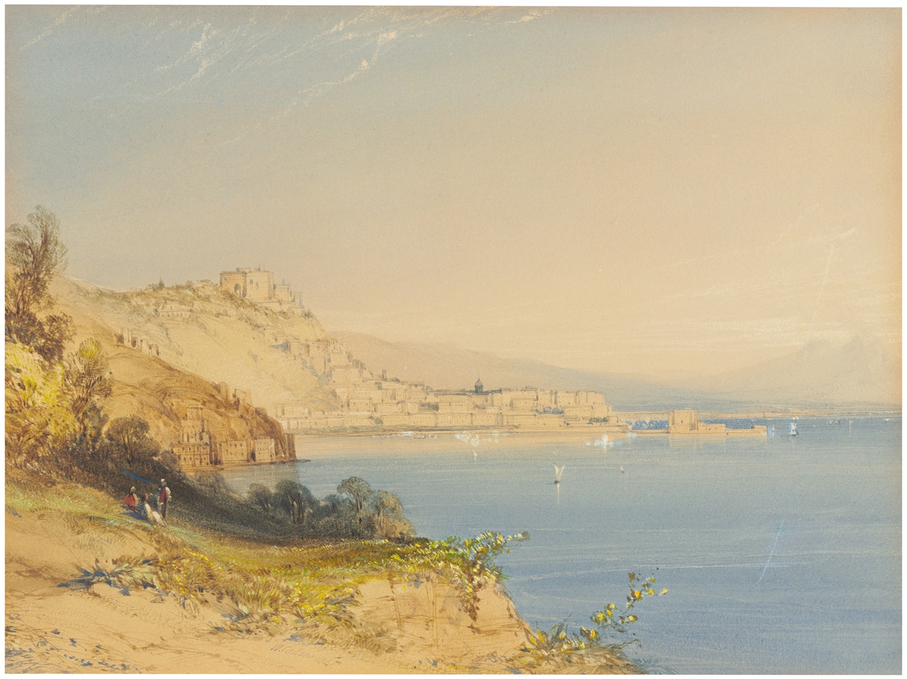 The Bay of Naples, Italy, with Vesuvius behind by William Callow