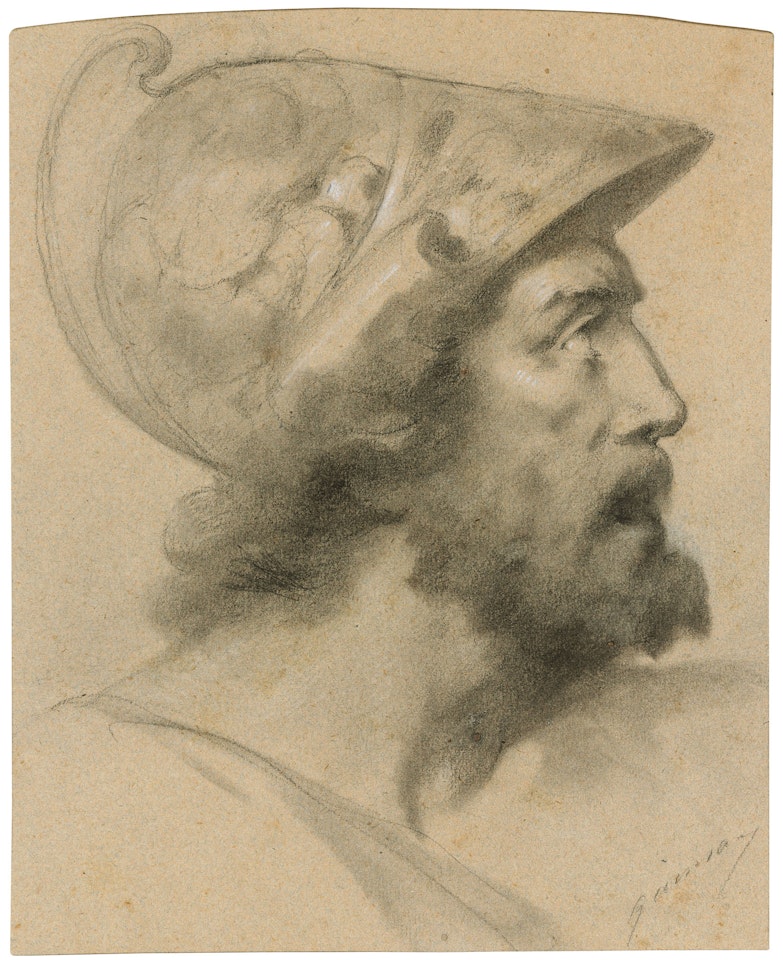 Head of a Roman soldier in profile by English School