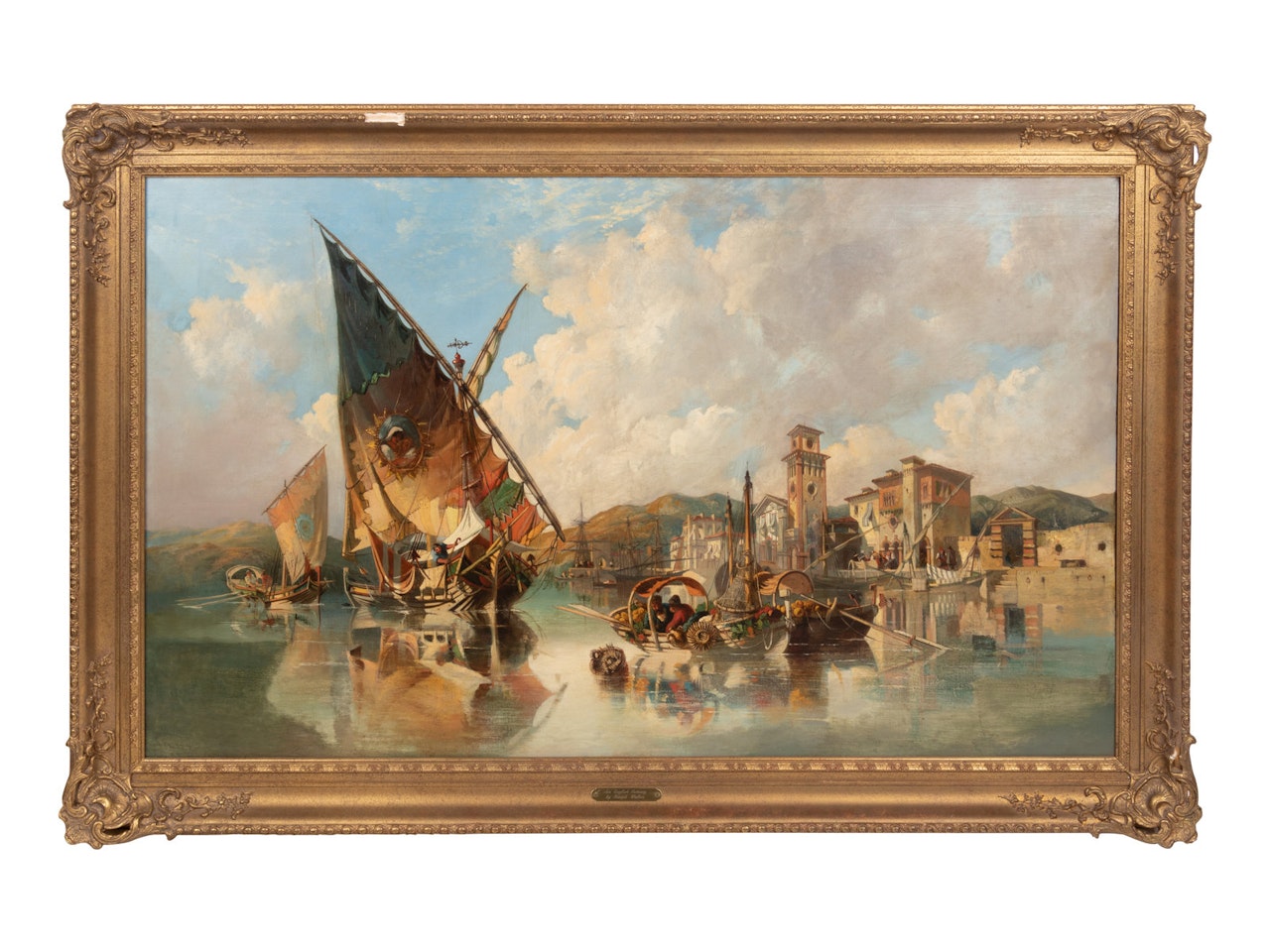 Boats on an Italian Canal by Continental School