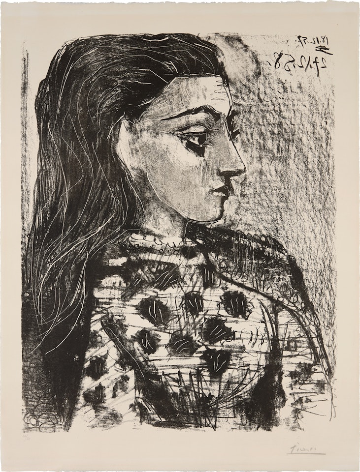 Buste au corsage à carreaux (Bust with Check Cloth Blouse) (B. 850, M. 308) by Pablo Picasso