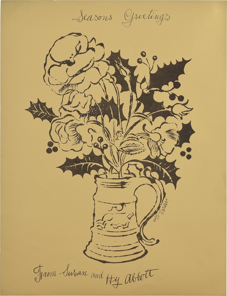 Untitled (Flowers and Holly - Christmas Card) by Andy Warhol