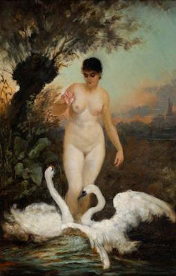 Weiblicher Akt mit Schwänen by Hans Makart