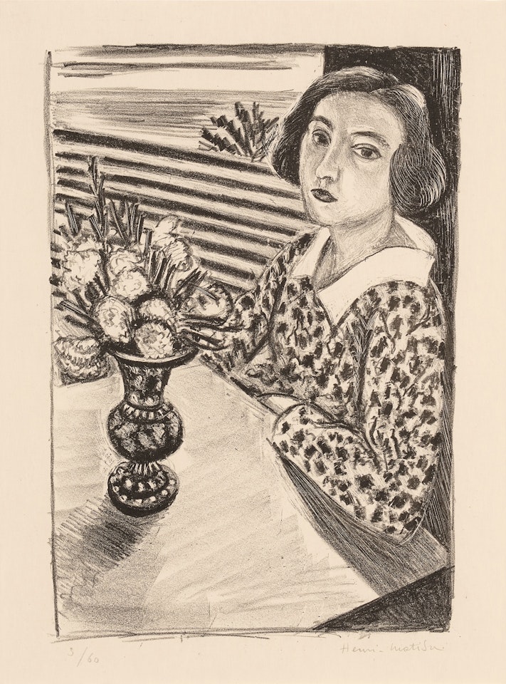 Jeune fille assise au bouquet de fleurs (Duthuit 438) by Henri Matisse
