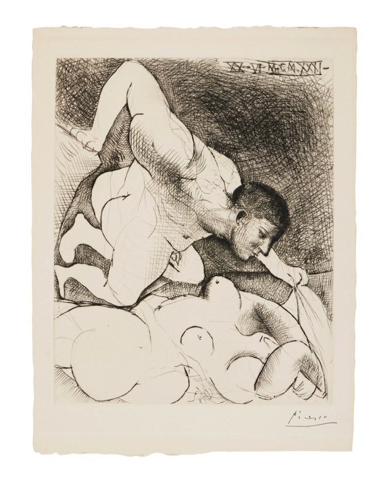 Homme dévoilant une femme, from the Vollard suite (Bloch 138; Baer 203) by Pablo Picasso
