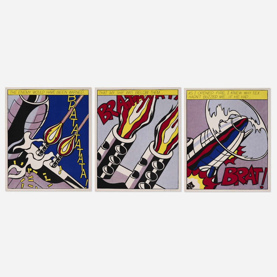 As I Opened Fire (triptych) by Roy Lichtenstein