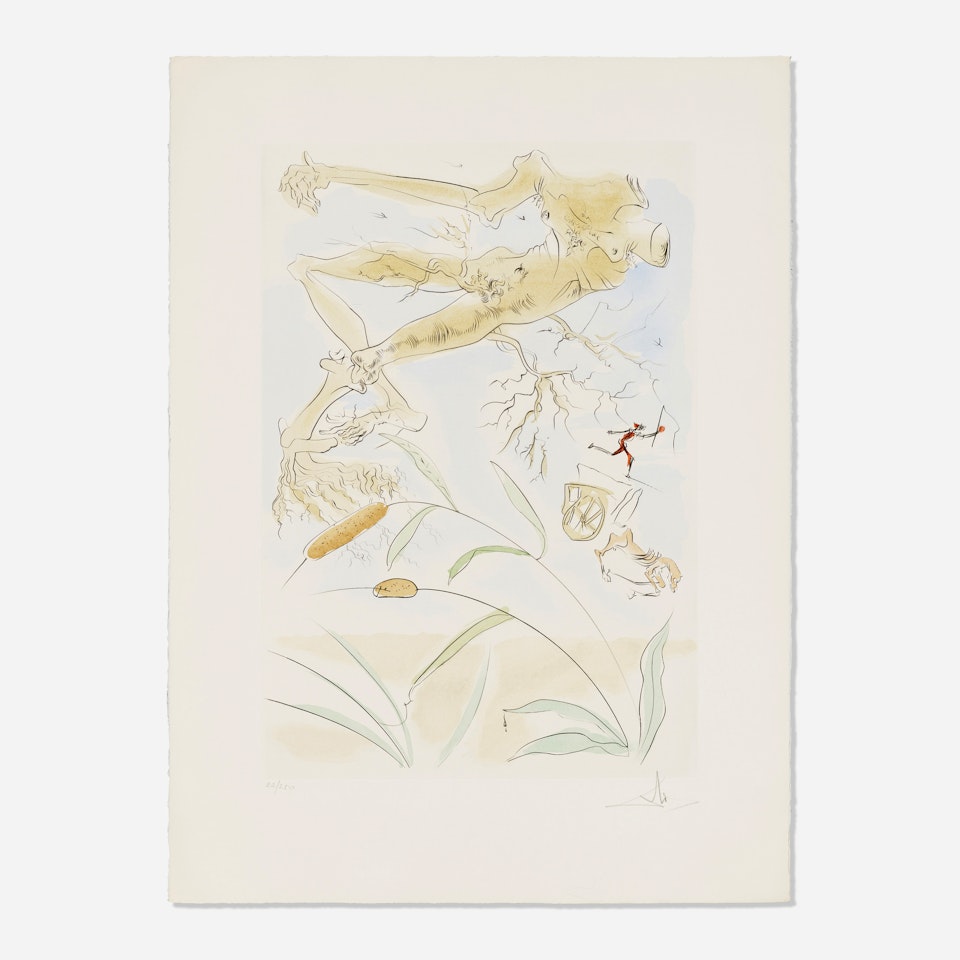La chêne et le roseau (from the La bestiaire de la Fontaine Dalínise portfolio) by Salvador Dali