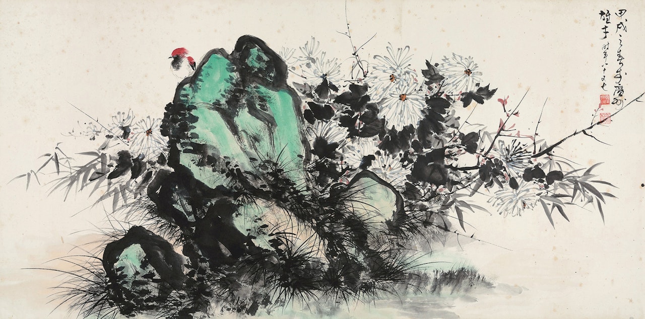CHRYSANTHEMUM AND BIRD by Li Xiongcai