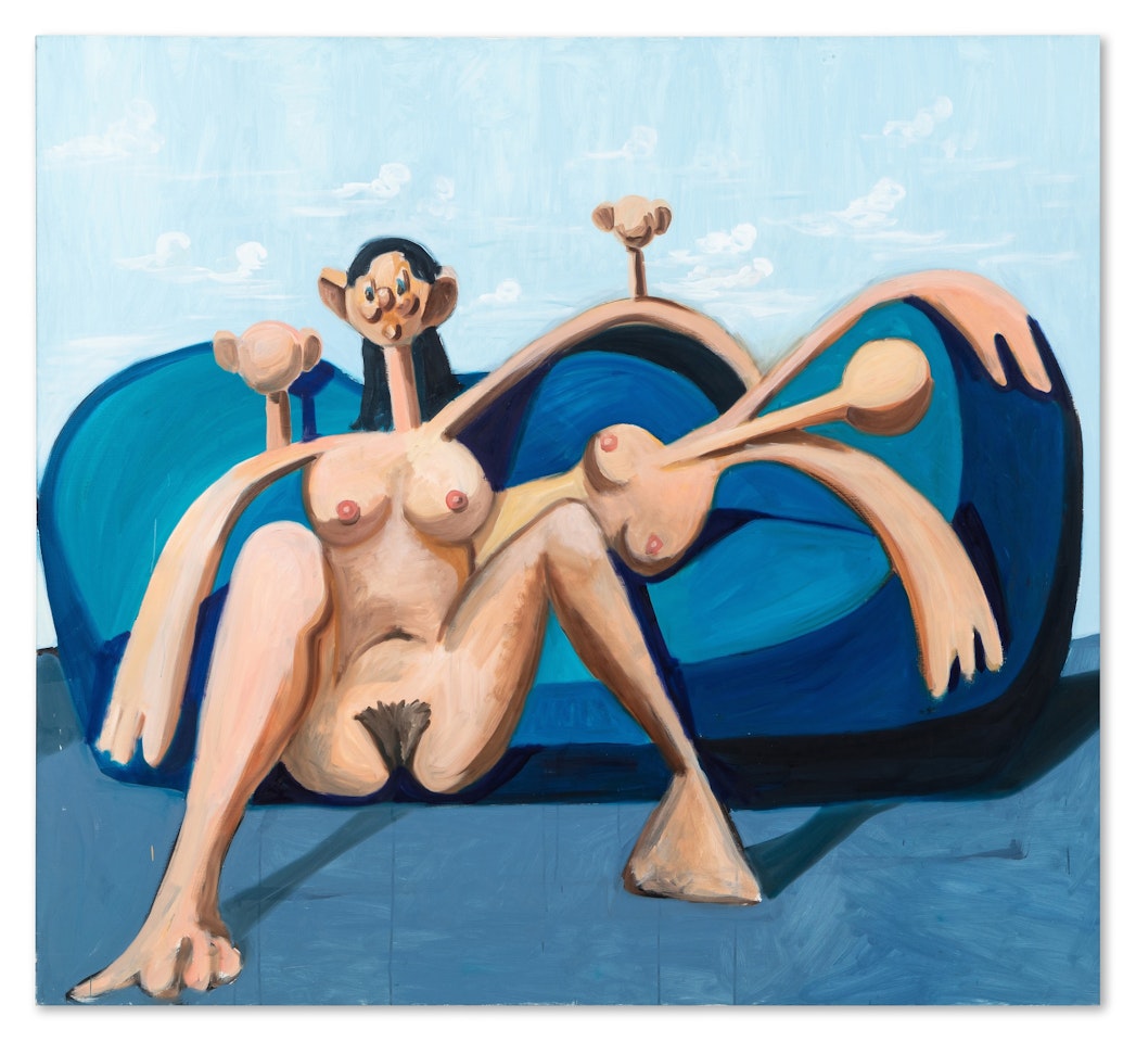 Figures on a Blue Couch by George Condo