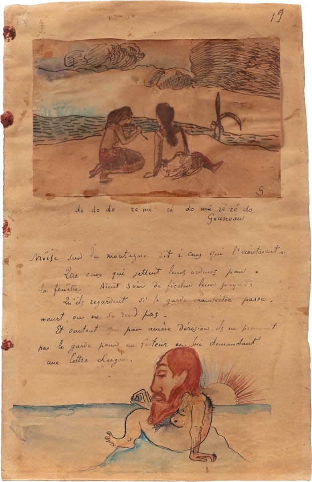 Moïse sur la montagne et Tahitiennes jouant de la flûte by Paul Gauguin