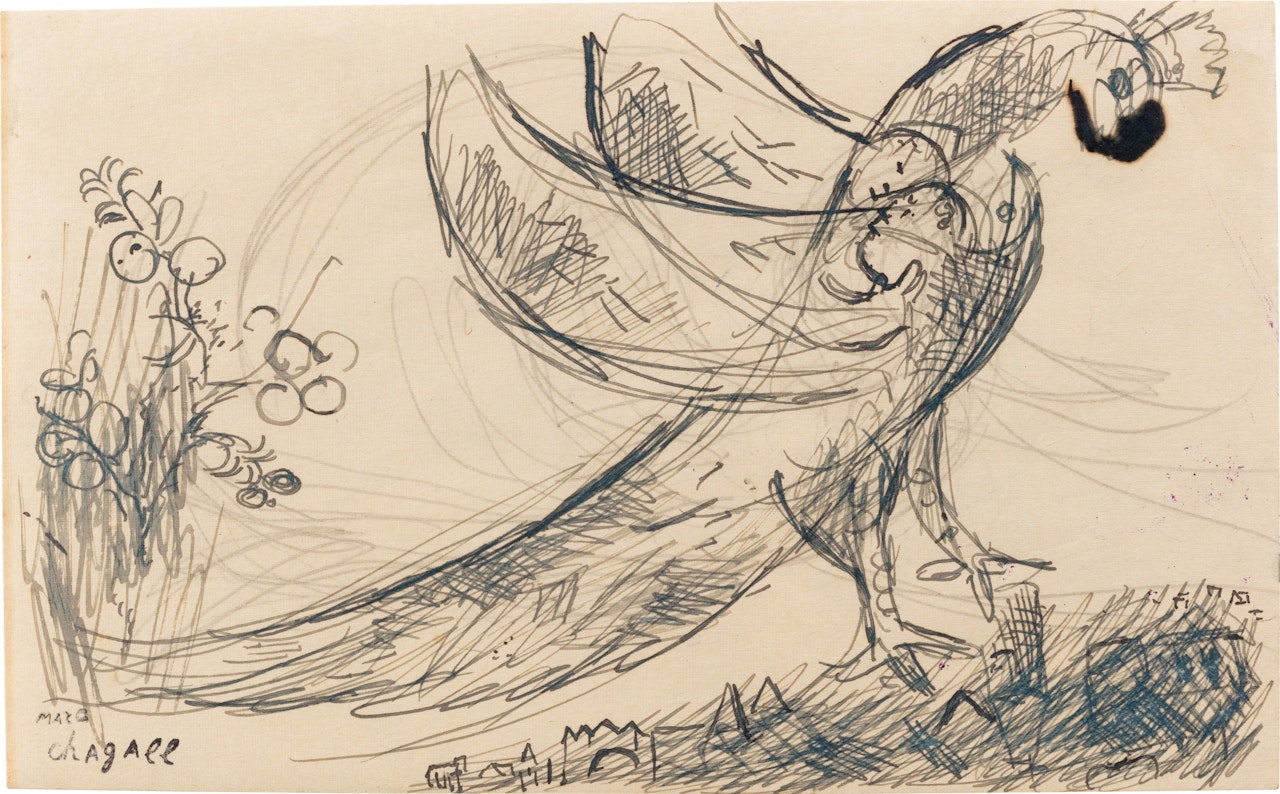 Variante pour le rideau de scène de "L"Oiseau de Feu" de Stravinsky by Marc Chagall