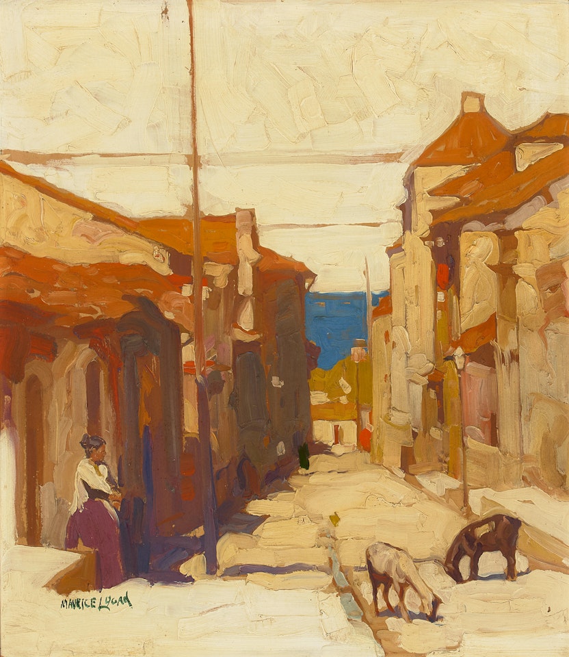 Figure in a Seaside Village by Maurice Logan
