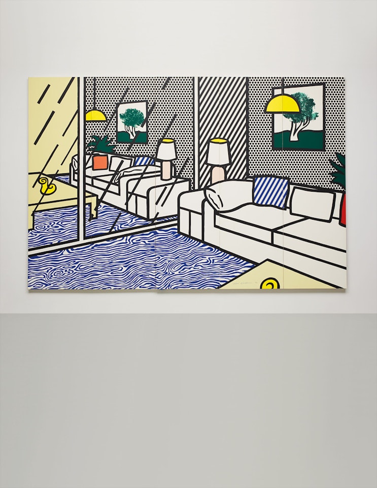 Wallpaper with Blue Floor Interior by Roy Lichtenstein