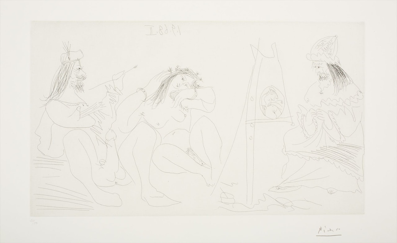 Raphaël et la Fornarina. VII: le Pape est là, assis, pl. 302 from 347 Series by Pablo Picasso