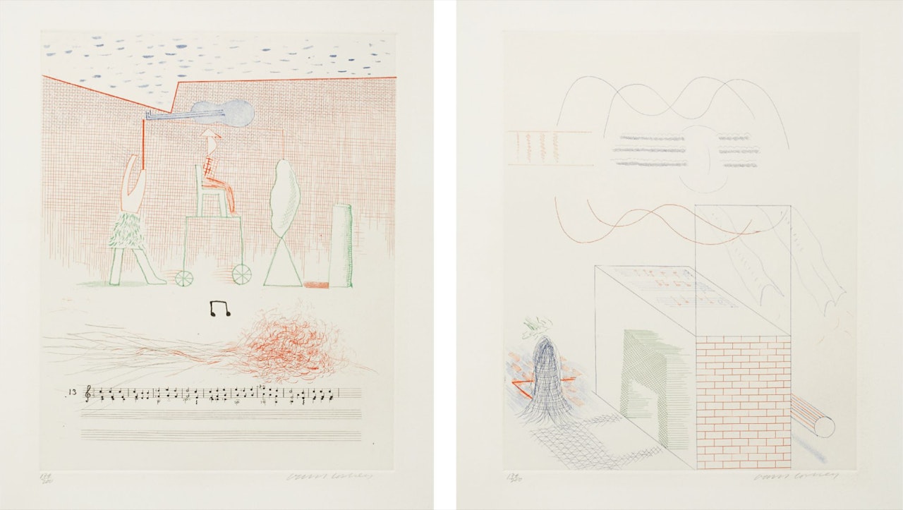 Parade; and The Buzzing of the Blue Guitar from The Blue Guitar Suite by David Hockney