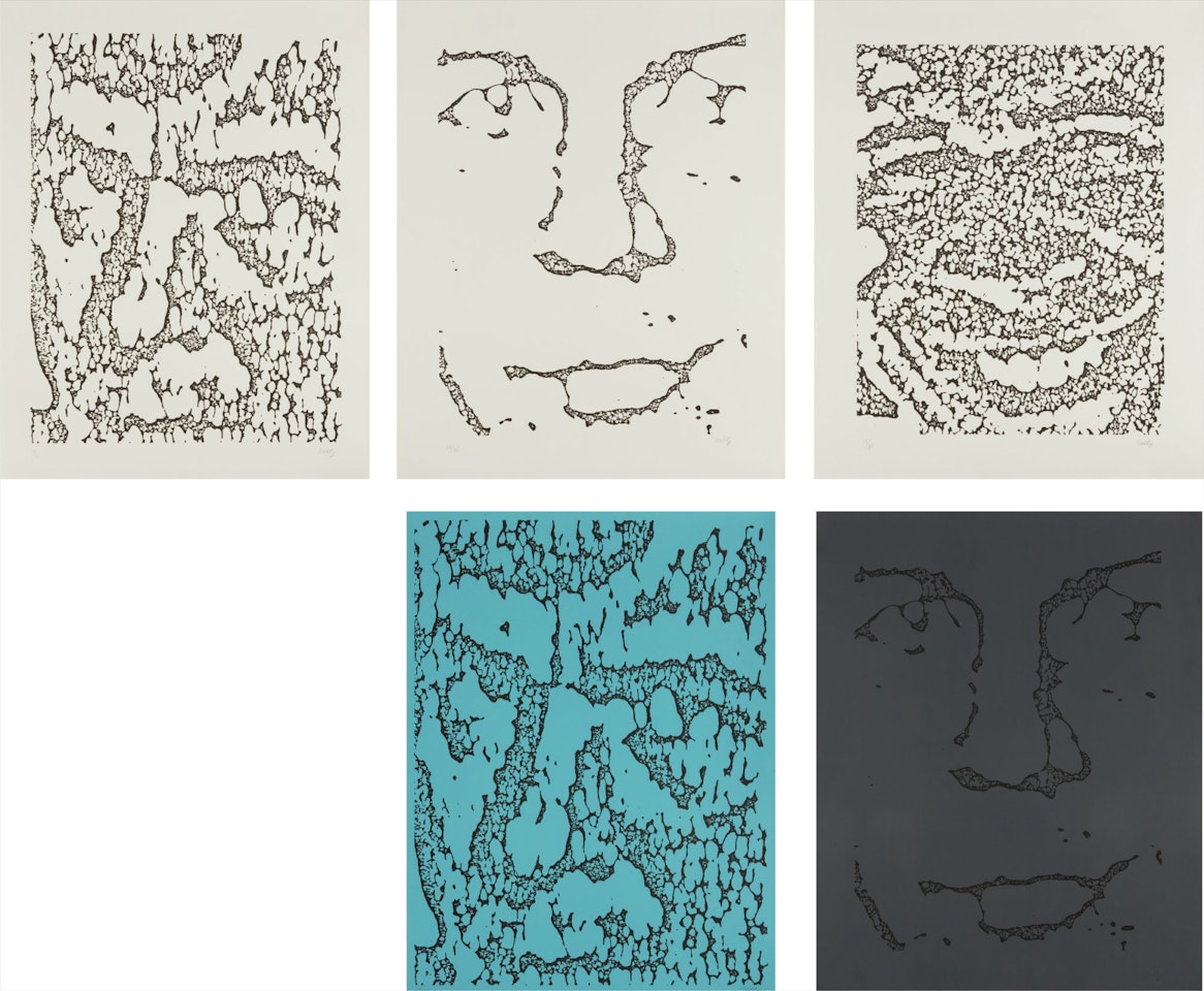 Jack I; Jack II; Jack III; Jack/Blue; and Jack/Gray by Ellsworth Kelly