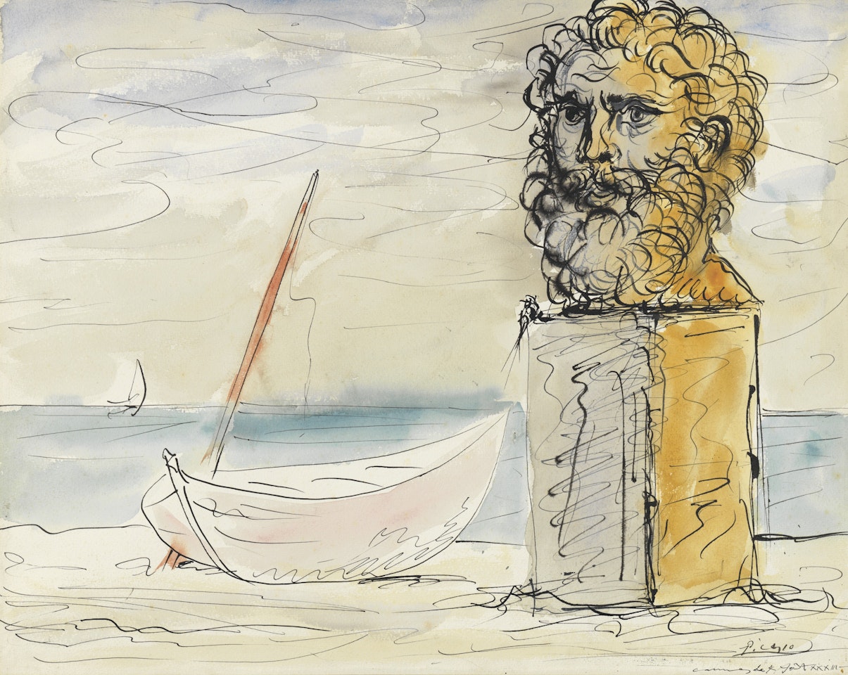 Buste et barque by Pablo Picasso