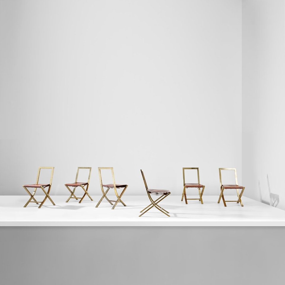 Set of six "Sedia 73" folding chairs by Gabriella Crespi