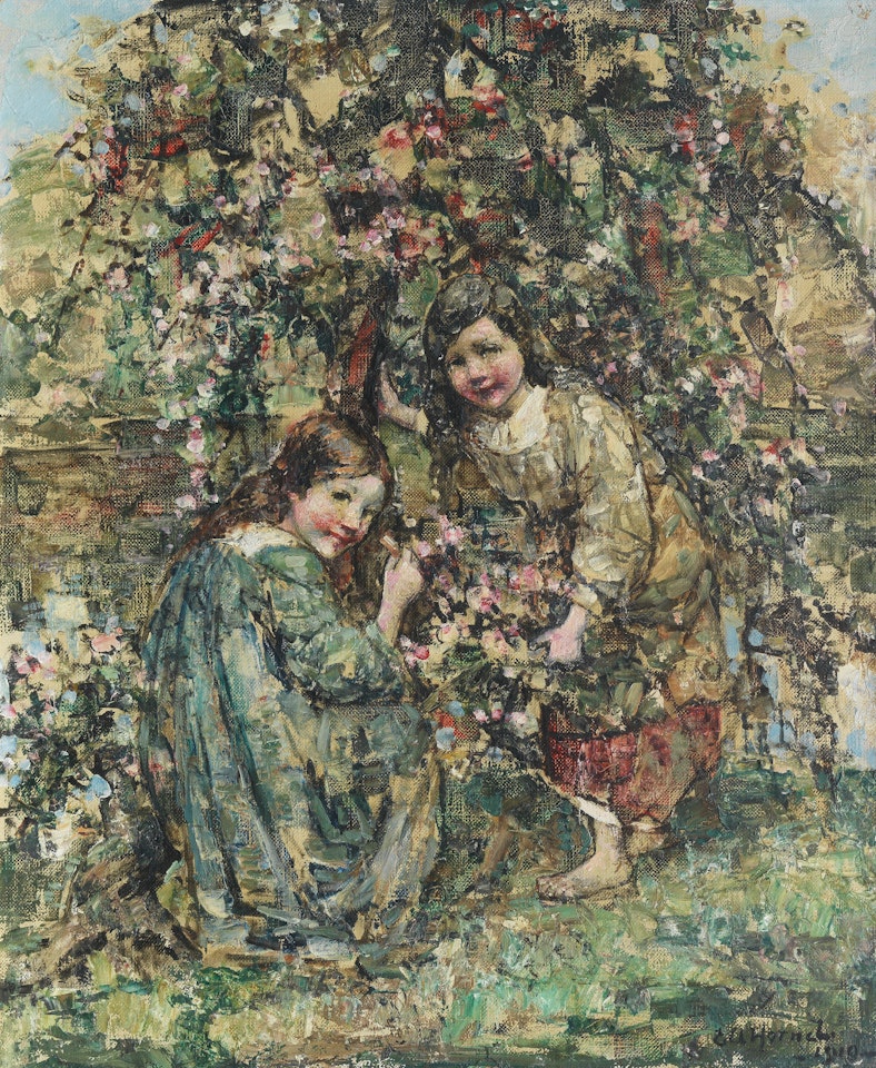 Picking cherry blossom by Edward Atkinson Hornel