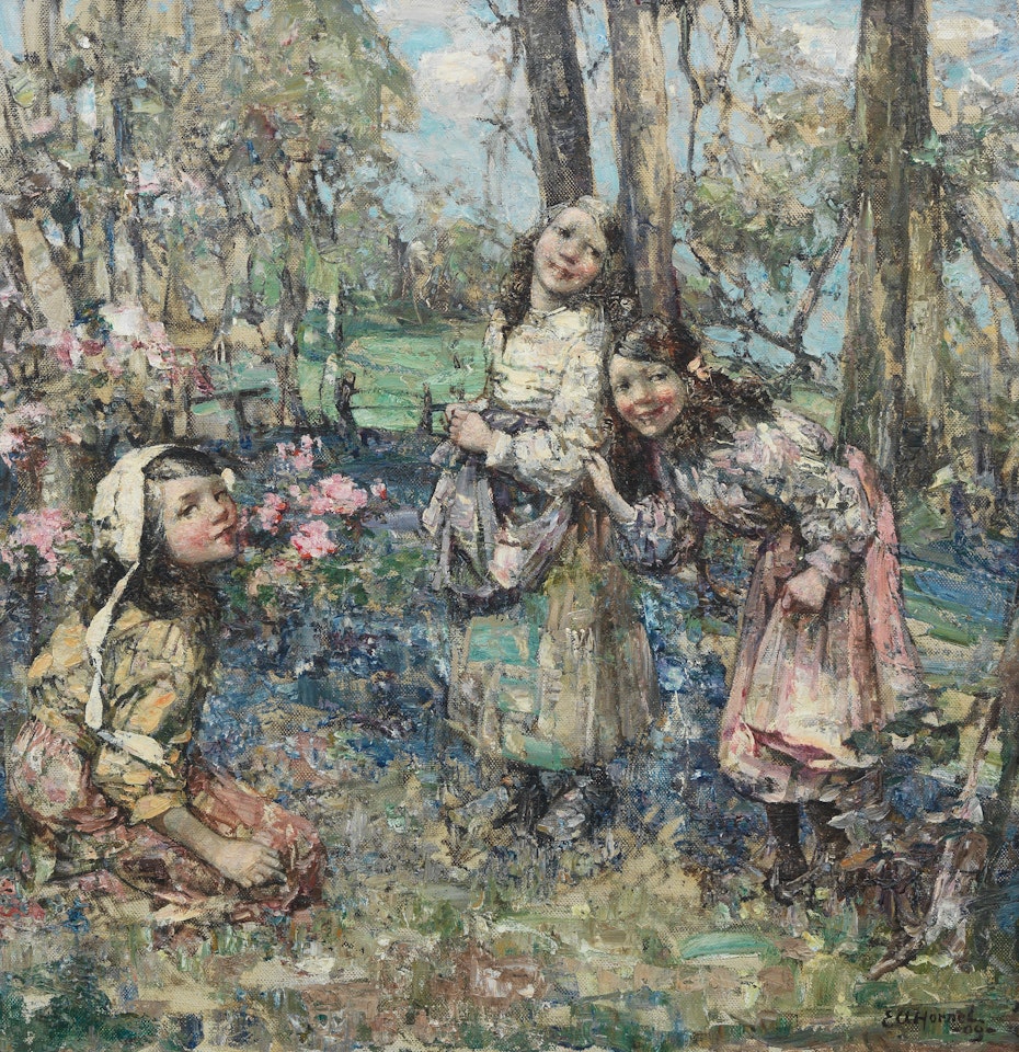 Gathering bluebells by Edward Atkinson Hornel