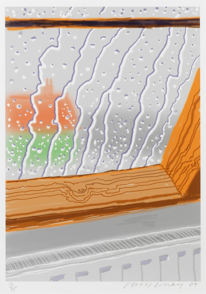 Rain on the Studio Window by David Hockney